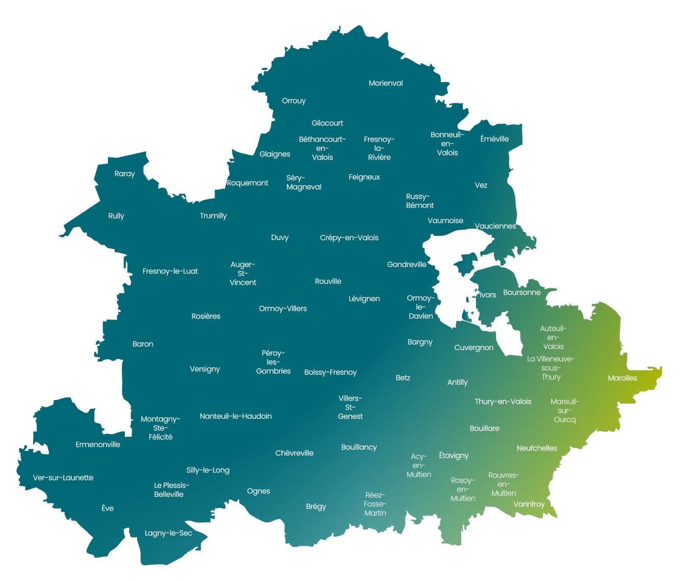 Carte du territoire couvert par le CPTS du Valois